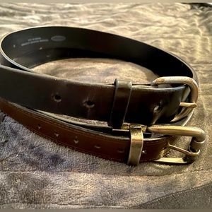 Boys size Medium belts. One pair black suspenders.